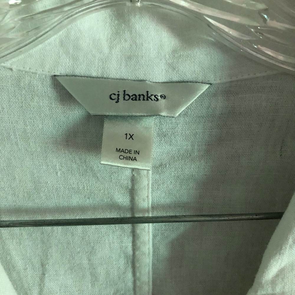 CJ Banks Plus Size White Linen Jacket - Picture 7 of 9